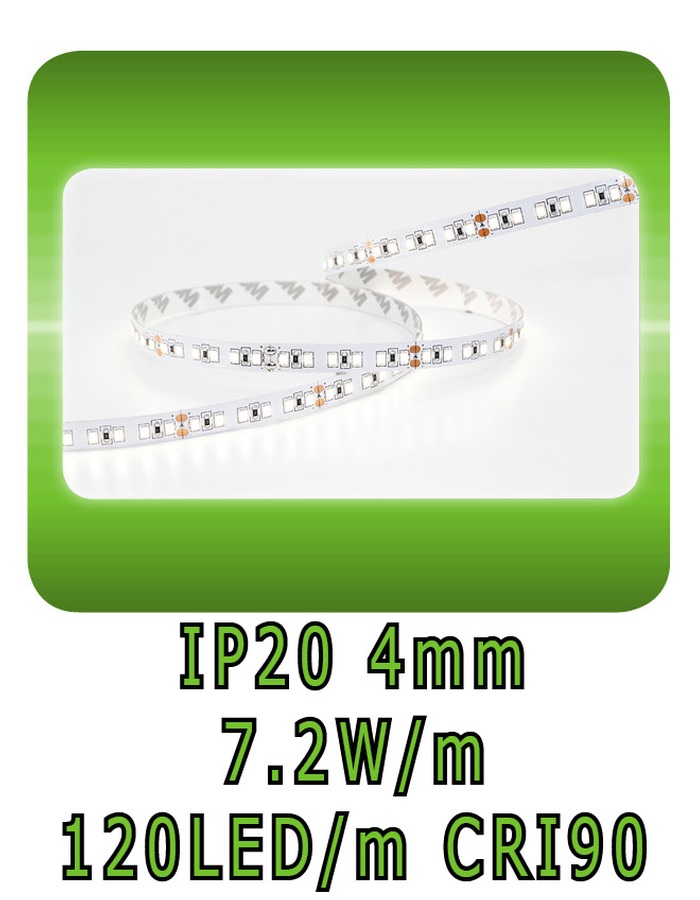 7.2W/m 4mm 120LED/m IP20