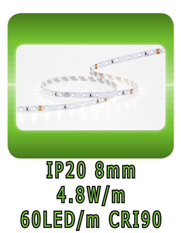 Low power 4.8W/m 8mm 60LED/m IP20