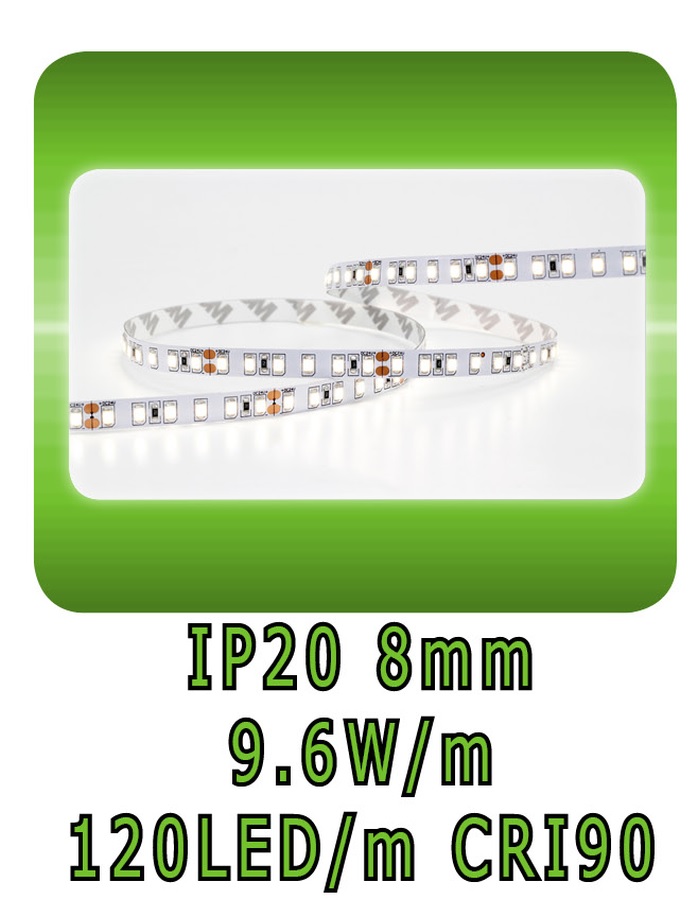 Low power 9.6W/m 8mm 120LED/m IP20